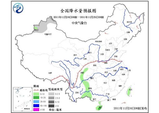 全國(guó)降水量預(yù)報(bào)圖。圖據(jù)中央氣象臺(tái)網(wǎng)站