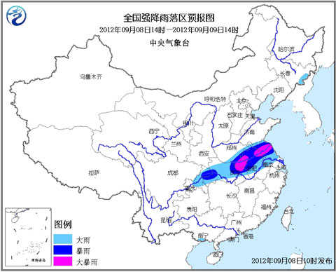 暴雨藍色預警：鄂豫蘇皖局部有大暴雨