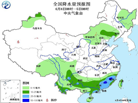 西南華南有較強(qiáng)降雨 內(nèi)蒙古東北多陣雨雷陣雨