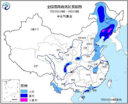 暴雨藍色預警：內蒙遼吉川局地有大暴雨