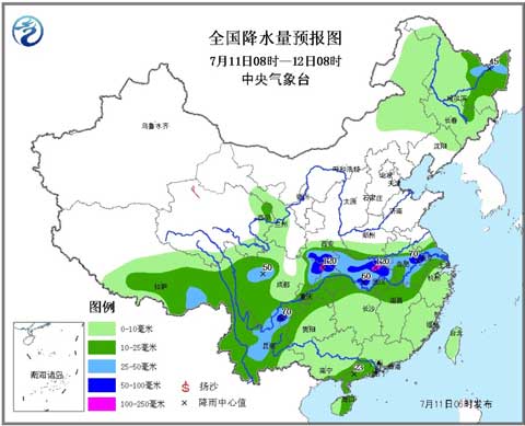 今起長江中下游雨勢再度加強(qiáng) 江南華南高溫縮減