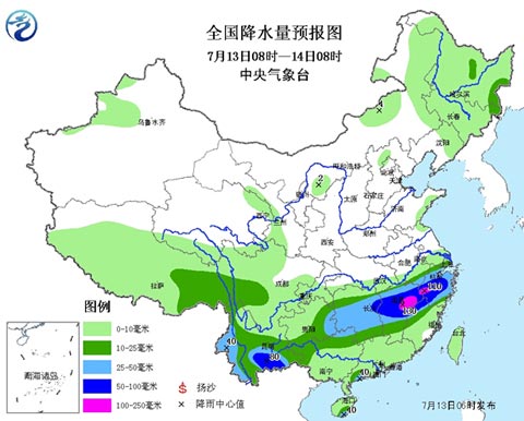 長(zhǎng)江中下游局地大暴雨 西南地區(qū)需防地質(zhì)災(zāi)害