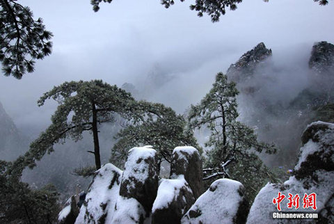 黃山風景區(qū)銀裝素裹（圖片來源于中新網(wǎng)）